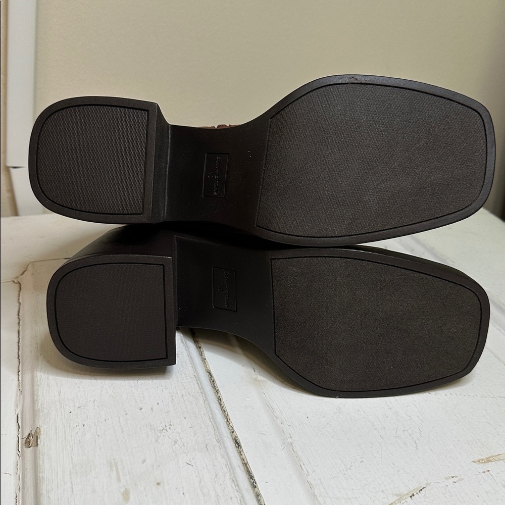 Sun + Stone Chestnut Faux Suede Block Heel Boots - Picture 4 of 4